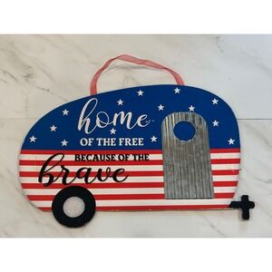 Patriotic Camper Sign Unbranded Wall Decor Unisex OS Red White Blue